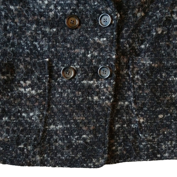 J. Jill Wool Alpaca Mohair Blend Black Fuzzy Speckled Double Breasted Blazer - Picture 5 of 9
